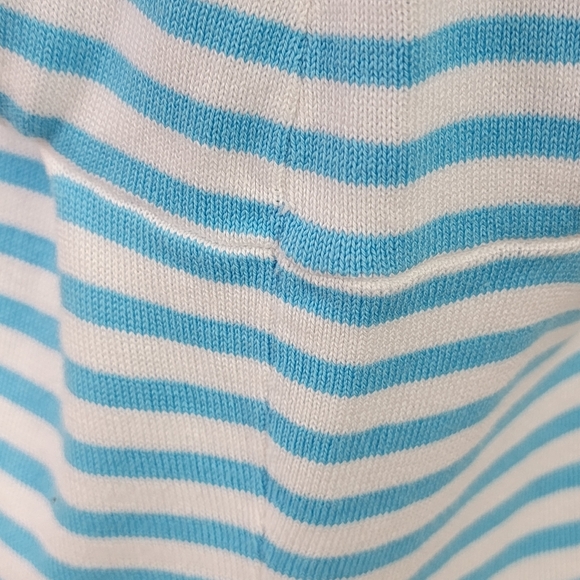 Talbots Blue And White Striped Pink Flamingo Button Down Cardigan Sweater Sz XL - Picture 6 of 11